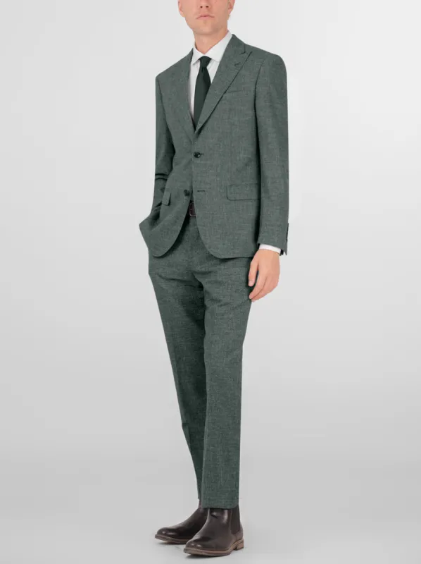 Green Sharkskin Two Button Peak Lapel Suit sold by Alain Dupetit