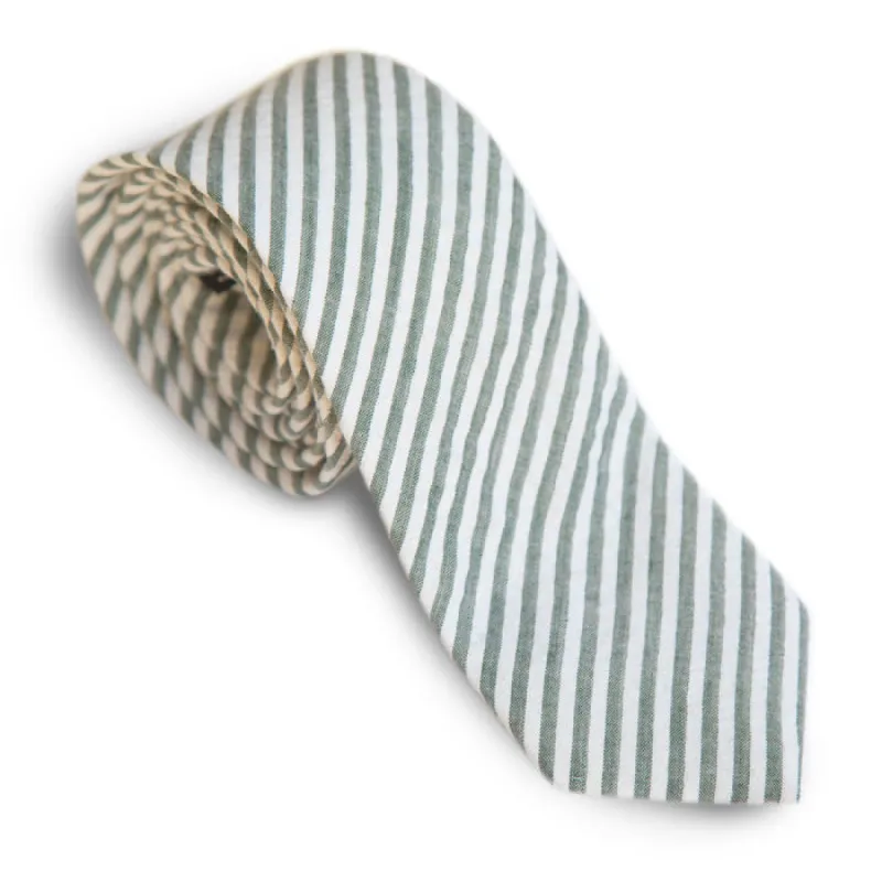 Forest Green & White Seersucker Tie made by Alain Dupetit