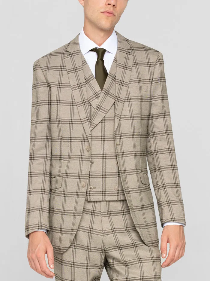 Sage Plaid Three Piece Double Breasted Vest Suit sold by Alain Dupetit product image thumbnail 2