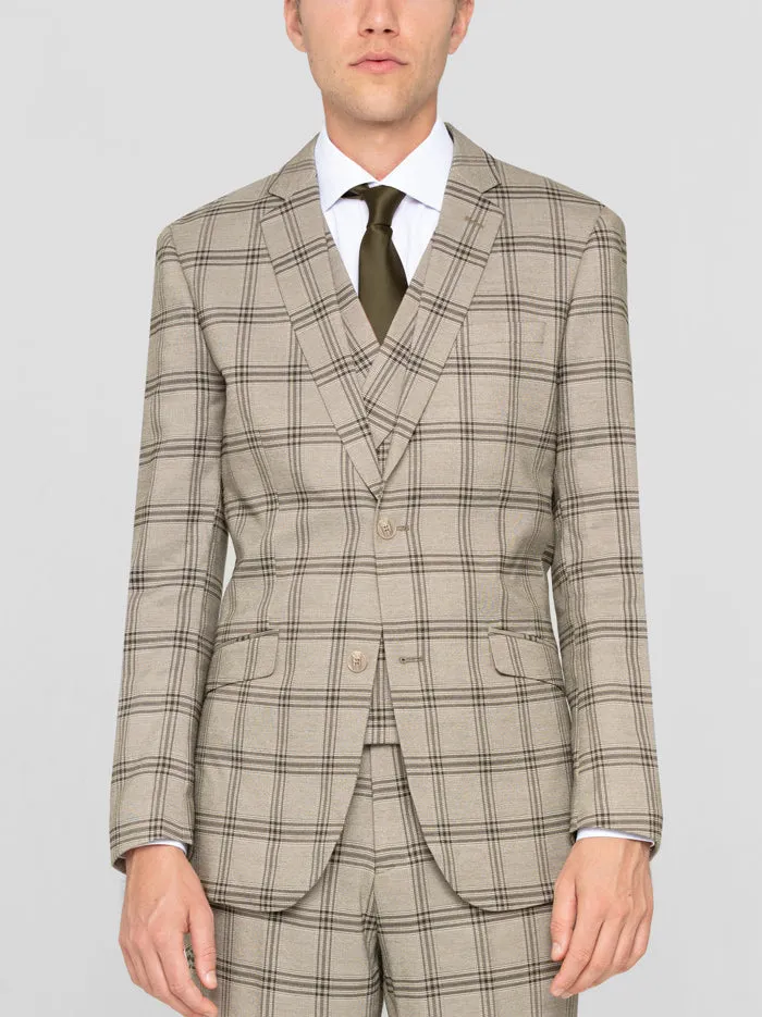 Sage Plaid Three Piece Double Breasted Vest Suit sold by Alain Dupetit product image thumbnail 3