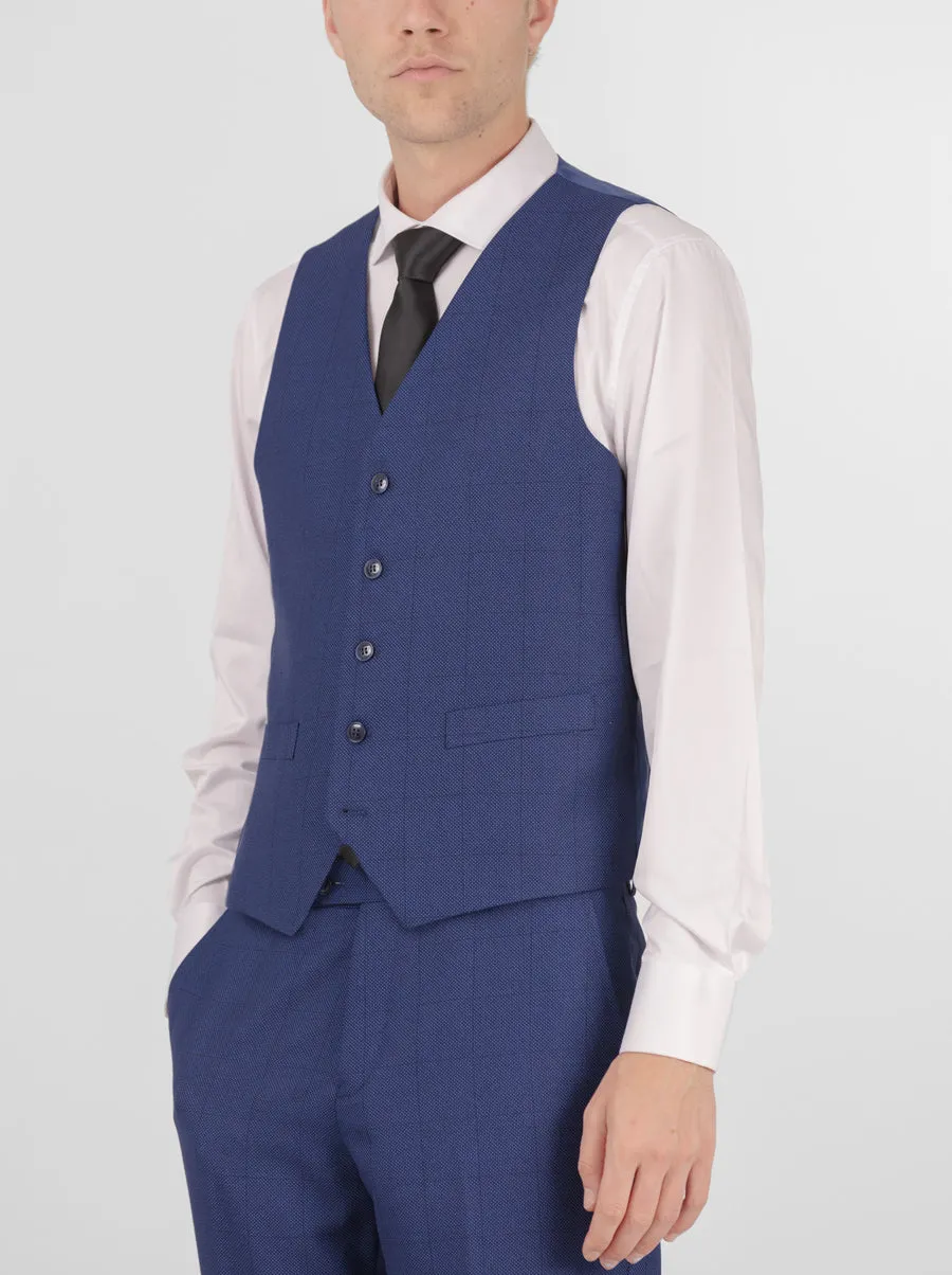 Royal Blue Birdseye Windowpane Three Piece Peak Lapel Suit sold by Alain Dupetit product image thumbnail 3