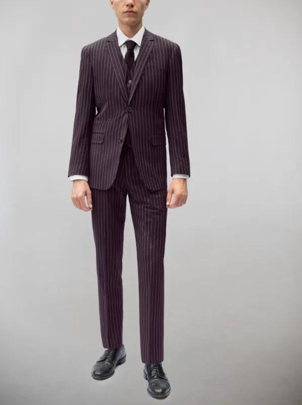 Burgundy Pinstripe Three Piece Suit sold by Alain Dupetit
