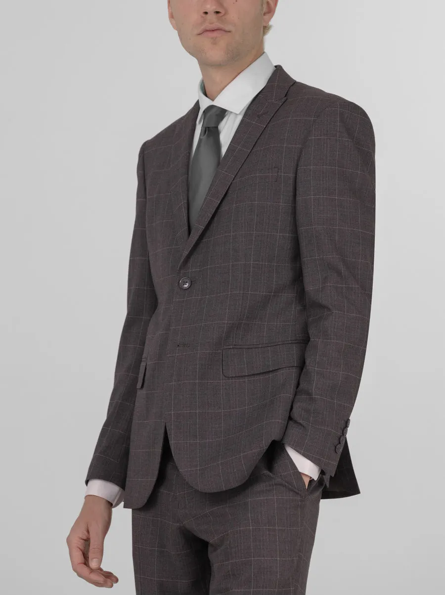 Slate Grey Windowpane Two Button Peak Lapel Suit sold by Alain Dupetit product image thumbnail 2