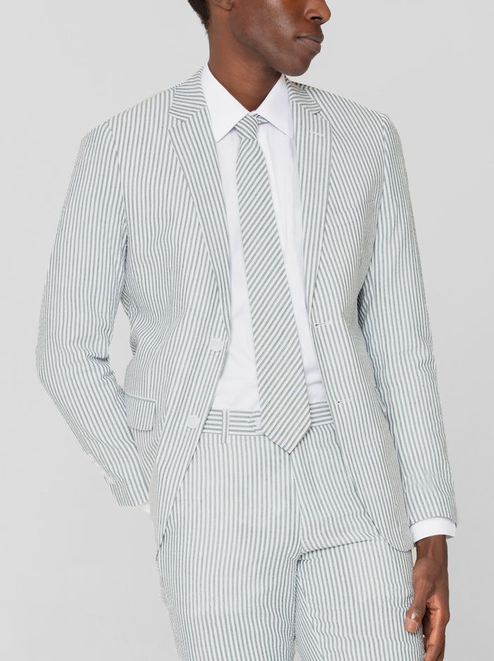 Forest Green & White Seersucker Two Button Suit sold by Alain Dupetit product image thumbnail 2