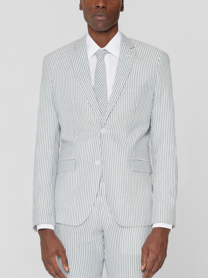 Forest Green & White Seersucker Two Button Suit sold by Alain Dupetit product image thumbnail 3