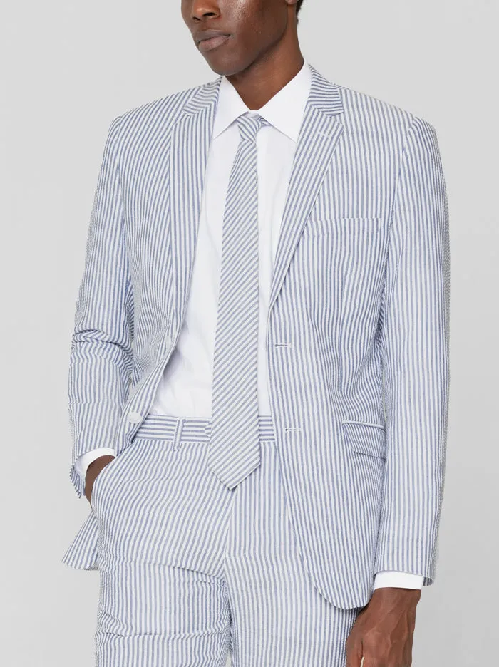 Navy Blue & White Seersucker Two Button Suit sold by Alain Dupetit product image thumbnail 2