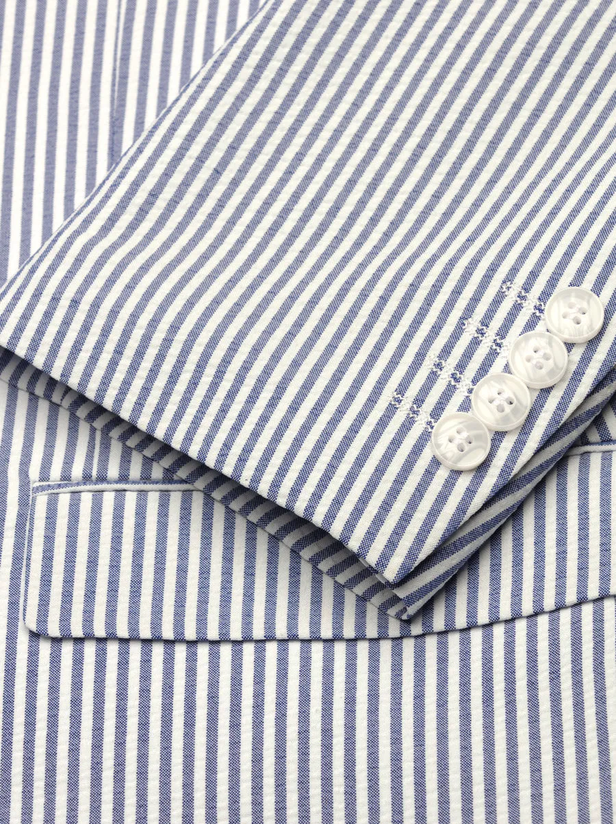 Navy Blue & White Seersucker Two Button Suit sold by Alain Dupetit product image thumbnail 4
