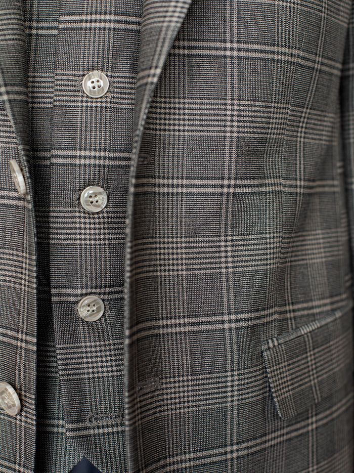 Grey & Off-White Plaid Three Piece Suit sold by Alain Dupetit product image thumbnail 4