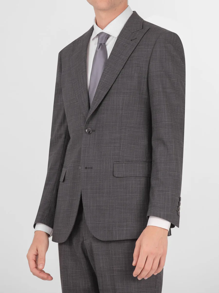 Charcoal Plaid Two Button Peak Lapel Suit sold by Alain Dupetit product image thumbnail 2