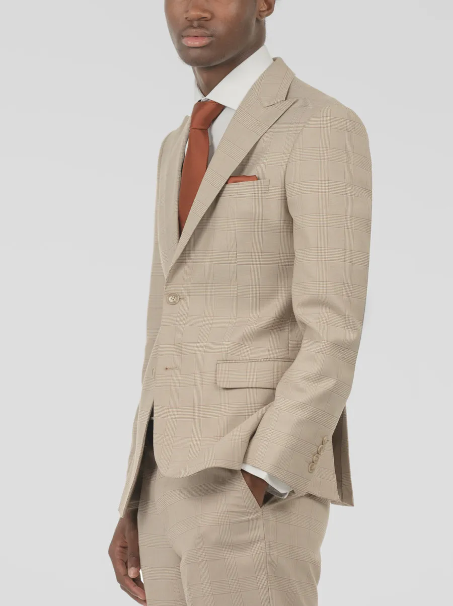 Bone Plaid Two Button Peak Lapel Suit sold by Alain Dupetit product image thumbnail 2