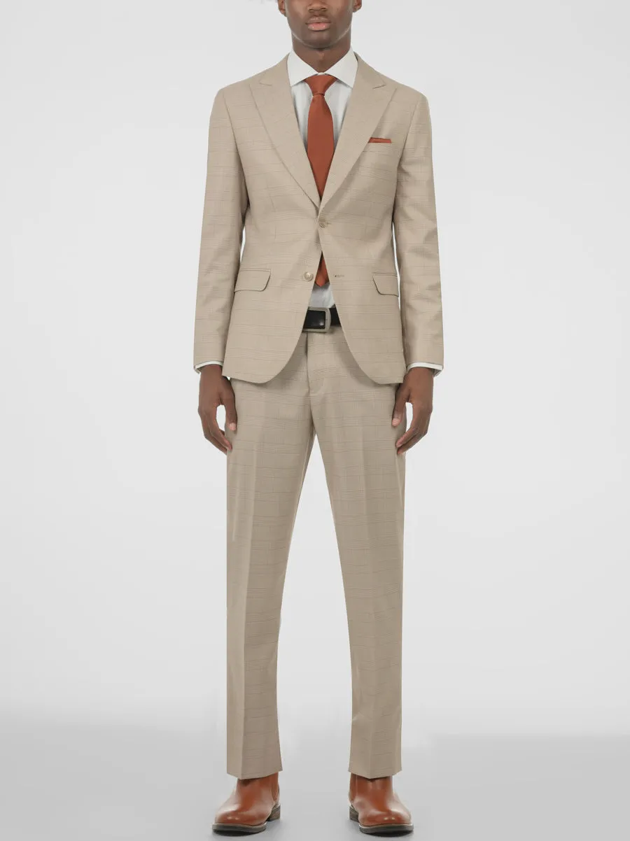 Bone Plaid Two Button Peak Lapel Suit sold by Alain Dupetit