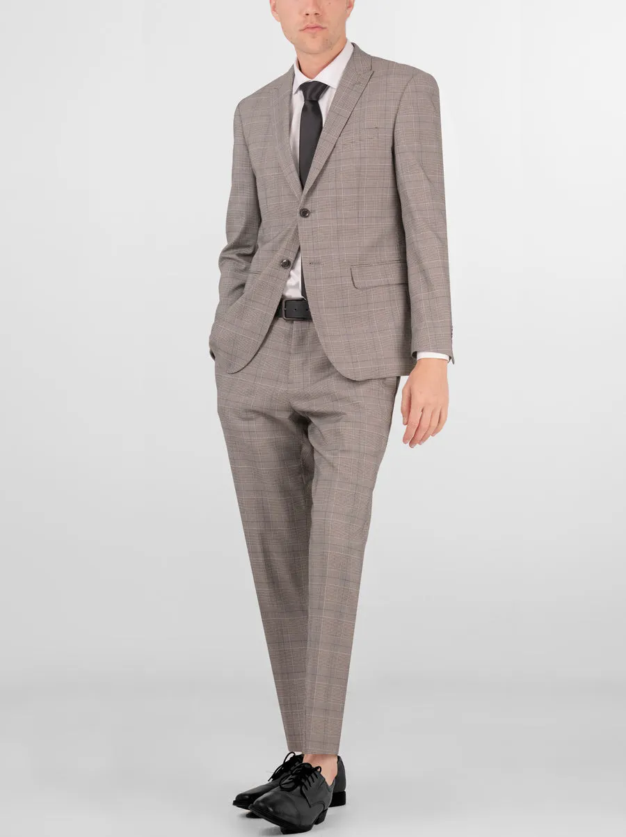 Grey & Black Glen Plaid Two Button Peak Lapel Suit sold by Alain Dupetit