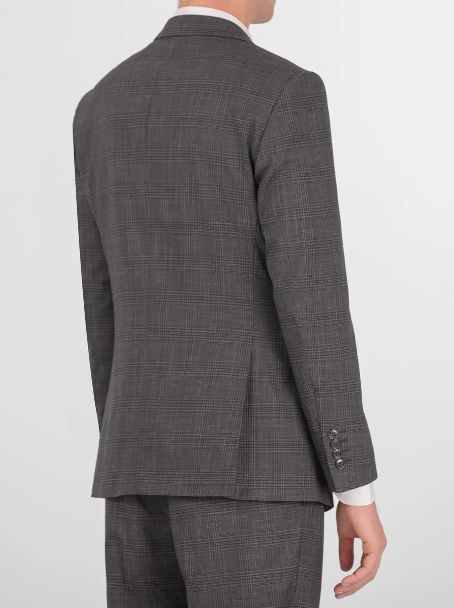 Charcoal Plaid Three Piece Peak Lapel Suit sold by Alain Dupetit product image thumbnail 4