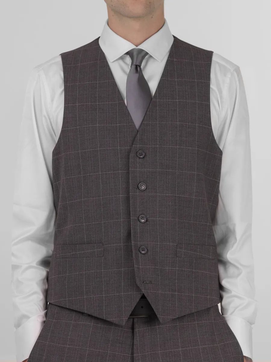 Slate Grey Windowpane Three Piece Peak Lapel Suit sold by Alain Dupetit product image thumbnail 4