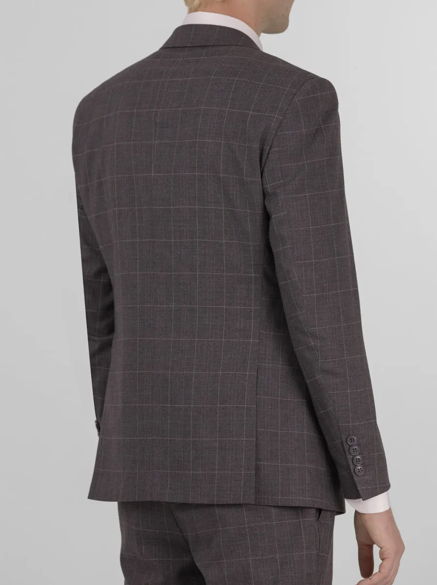 Slate Grey Windowpane Three Piece Peak Lapel Suit sold by Alain Dupetit product image thumbnail 3
