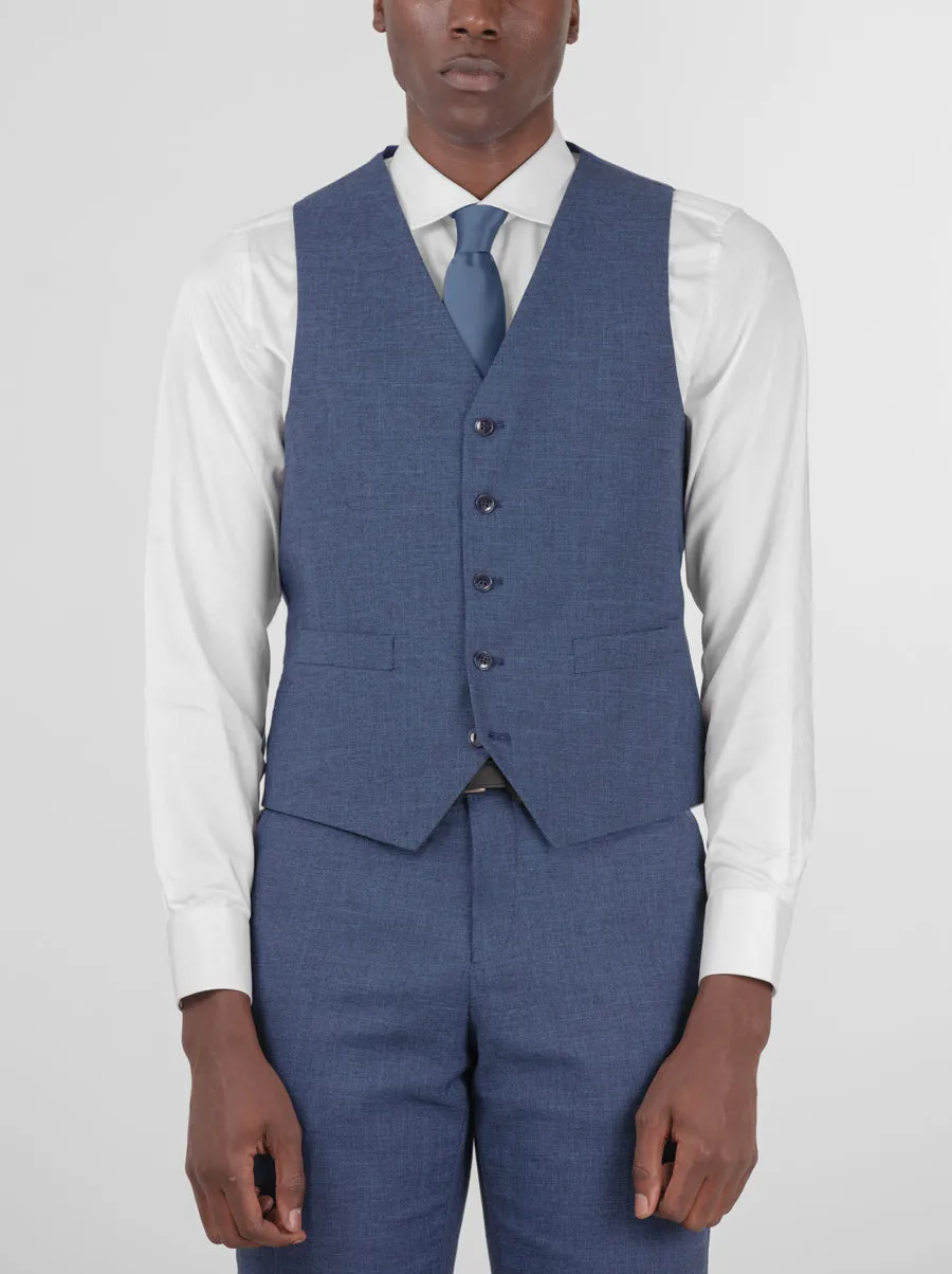 Blue Sharkskin Three Piece Peak Lapel Suit sold by Alain Dupetit product image thumbnail 3