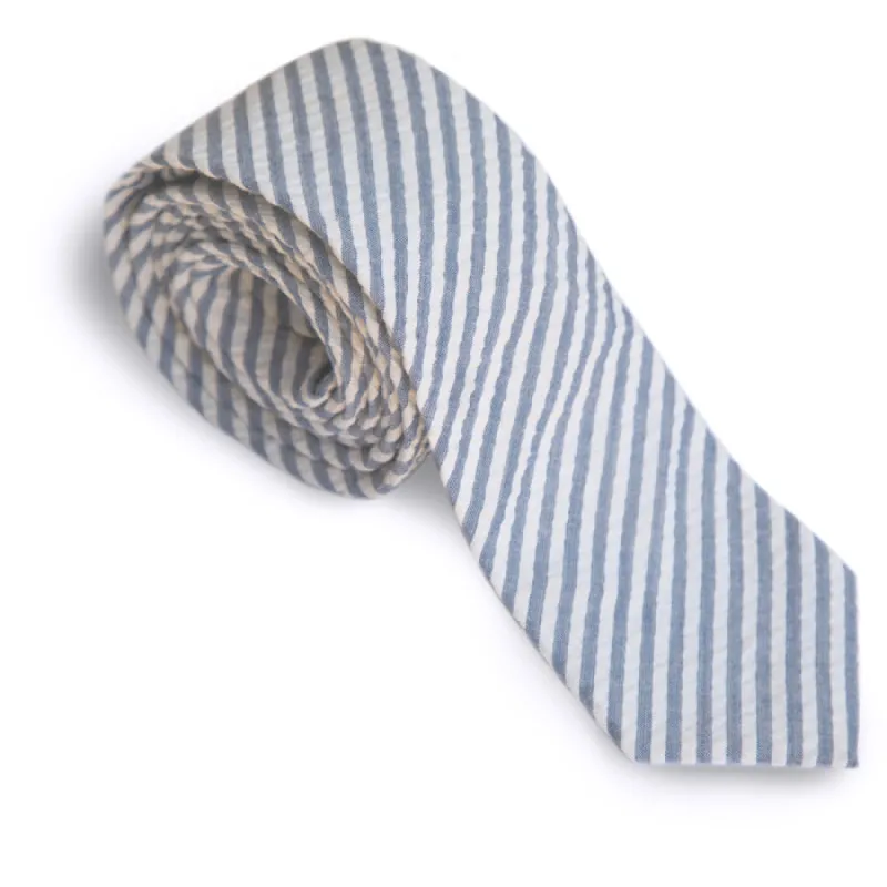 Blue & White Seersucker Tie sold by Alain Dupetit