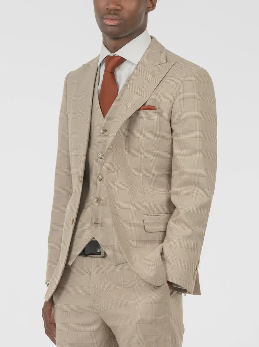Bone Plaid Three Piece Peak Lapel Suit sold by Alain Dupetit product image thumbnail 2