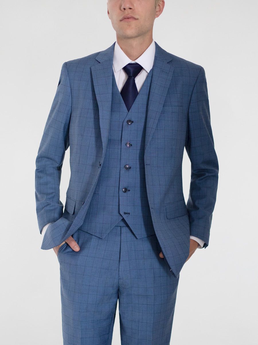 Sky Blue Plaid Three Piece Suit sold by Alain Dupetit product image thumbnail 2