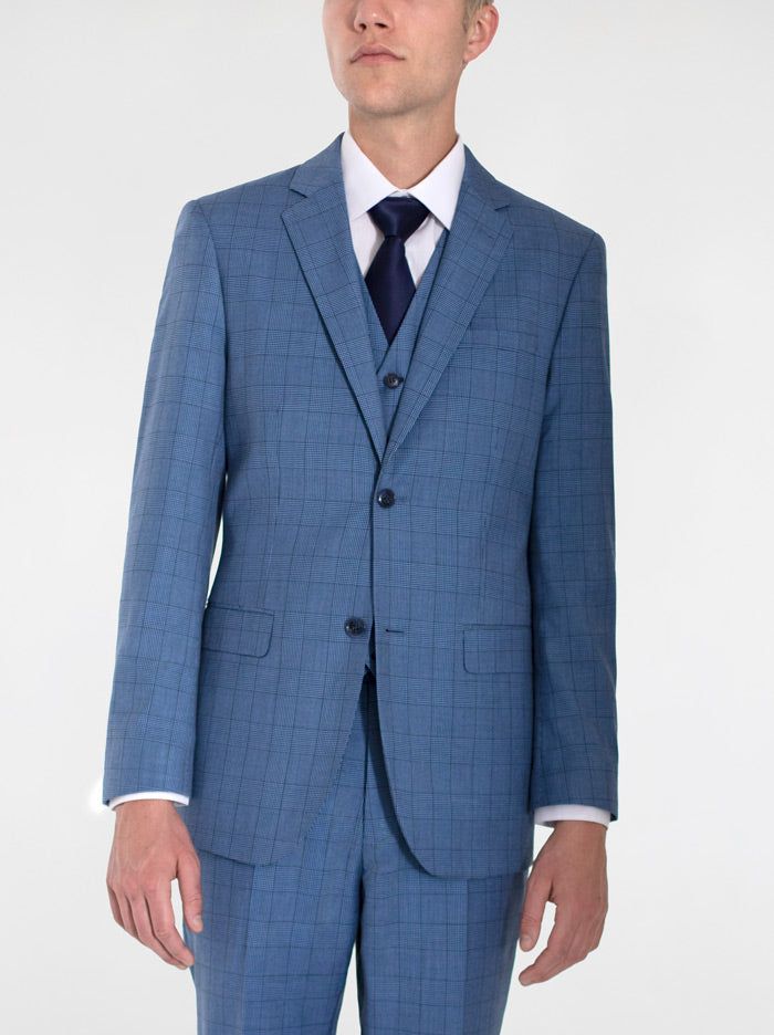 Sky Blue Plaid Three Piece Suit sold by Alain Dupetit product image thumbnail 3