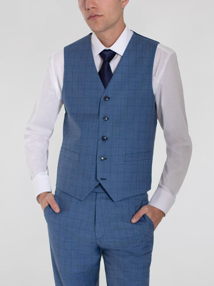 Sky Blue Plaid Three Piece Suit sold by Alain Dupetit product image thumbnail 4