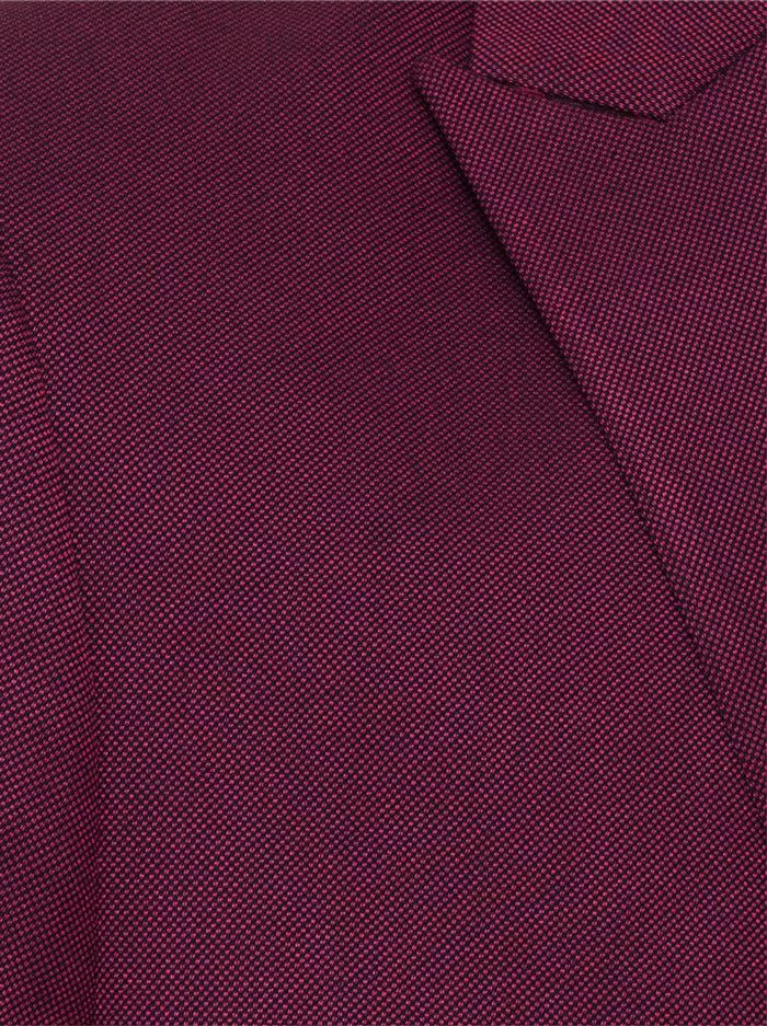 Burgundy Birdseye Two Button Peak Lapel Ticket Pocket Suit sold by Alain Dupetit product image thumbnail 4