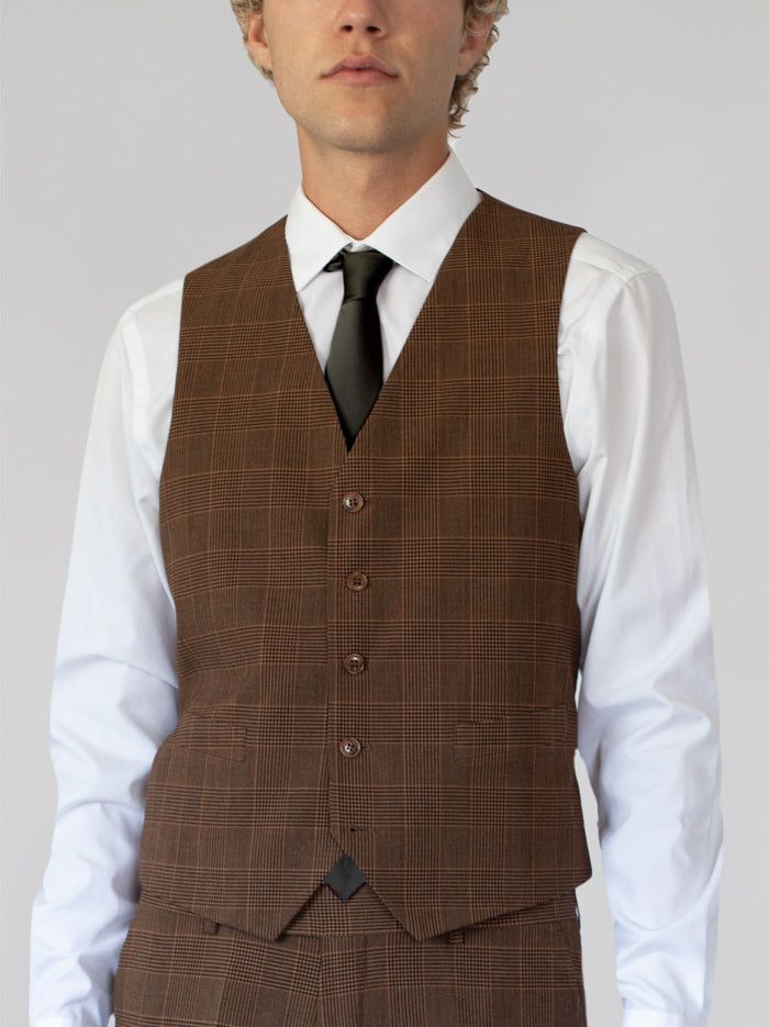 Golden Brown Glen Plaid Three Piece Suit (Clearance) sold by Alain Dupetit product image thumbnail 4