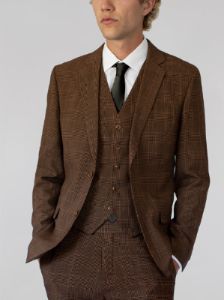 Golden Brown Glen Plaid Three Piece Suit (Clearance) sold by Alain Dupetit
