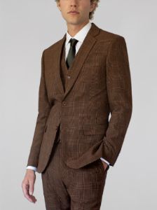 Golden Brown Glen Plaid Three Piece Suit (Clearance) sold by Alain Dupetit