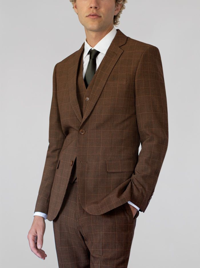Golden Brown Glen Plaid Three Piece Suit (Clearance) sold by Alain Dupetit product image thumbnail 3