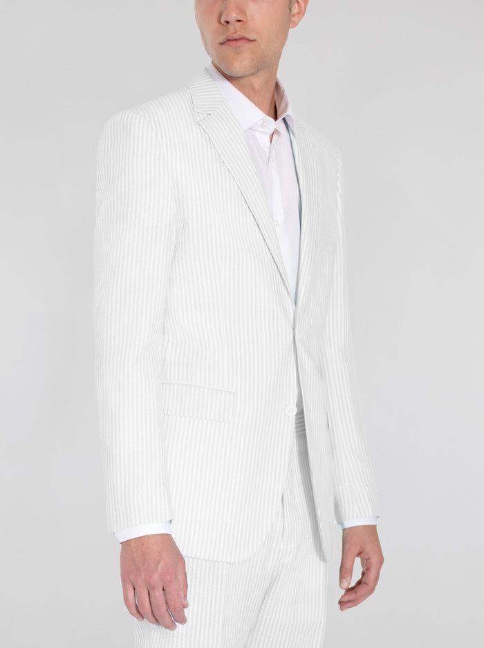 White Seersucker Two Button Suit sold by Alain Dupetit product image thumbnail 3