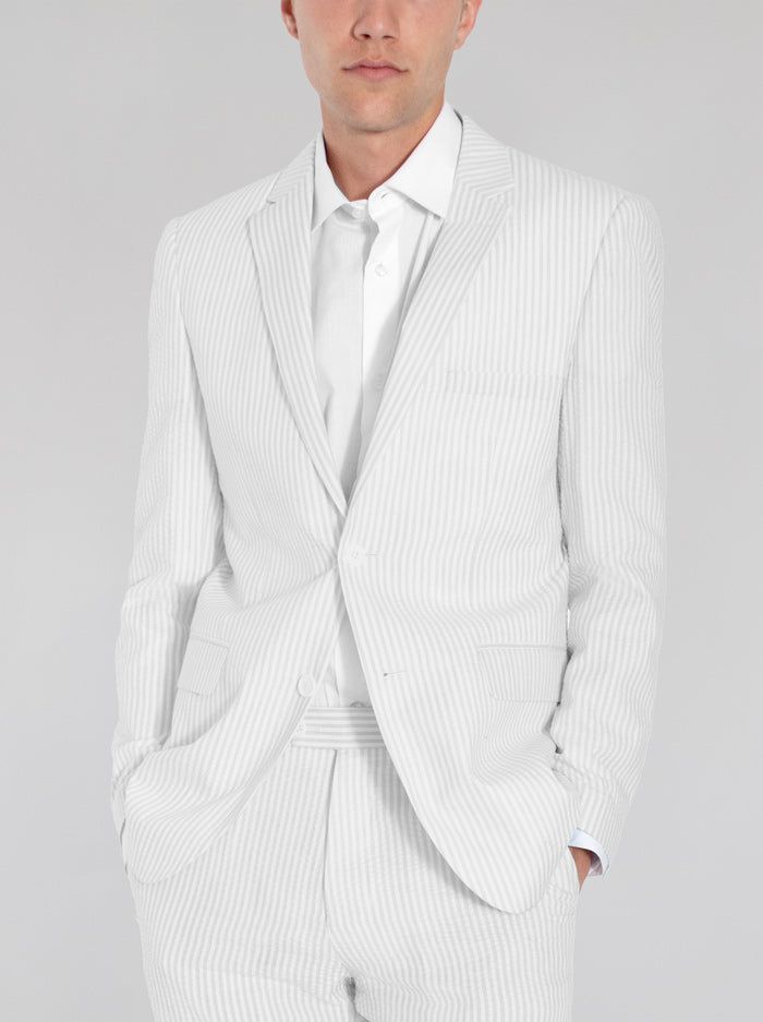 White Seersucker Two Button Suit sold by Alain Dupetit product image thumbnail 2