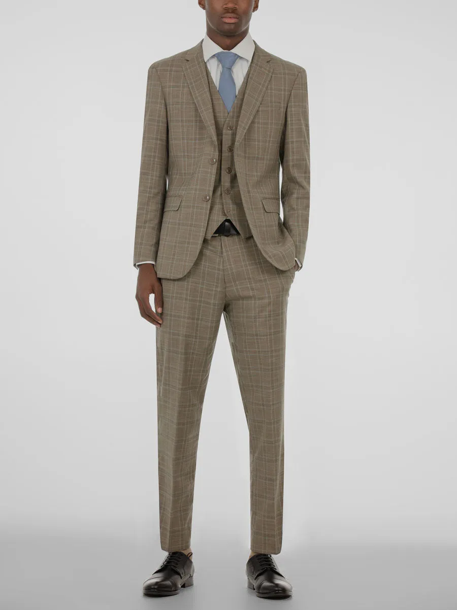 Dusty Brown Plaid Three Piece Suit (Open Box) sold by Alain Dupetit