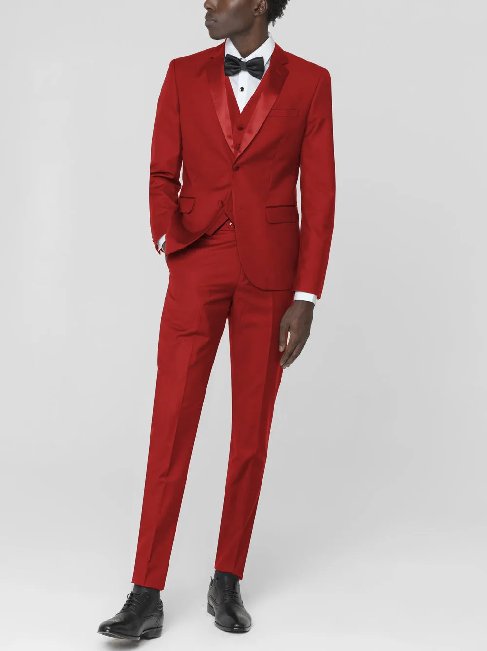 Red Three Piece Tuxedo with Notch Lapel (Clearance) sold by Alain Dupetit