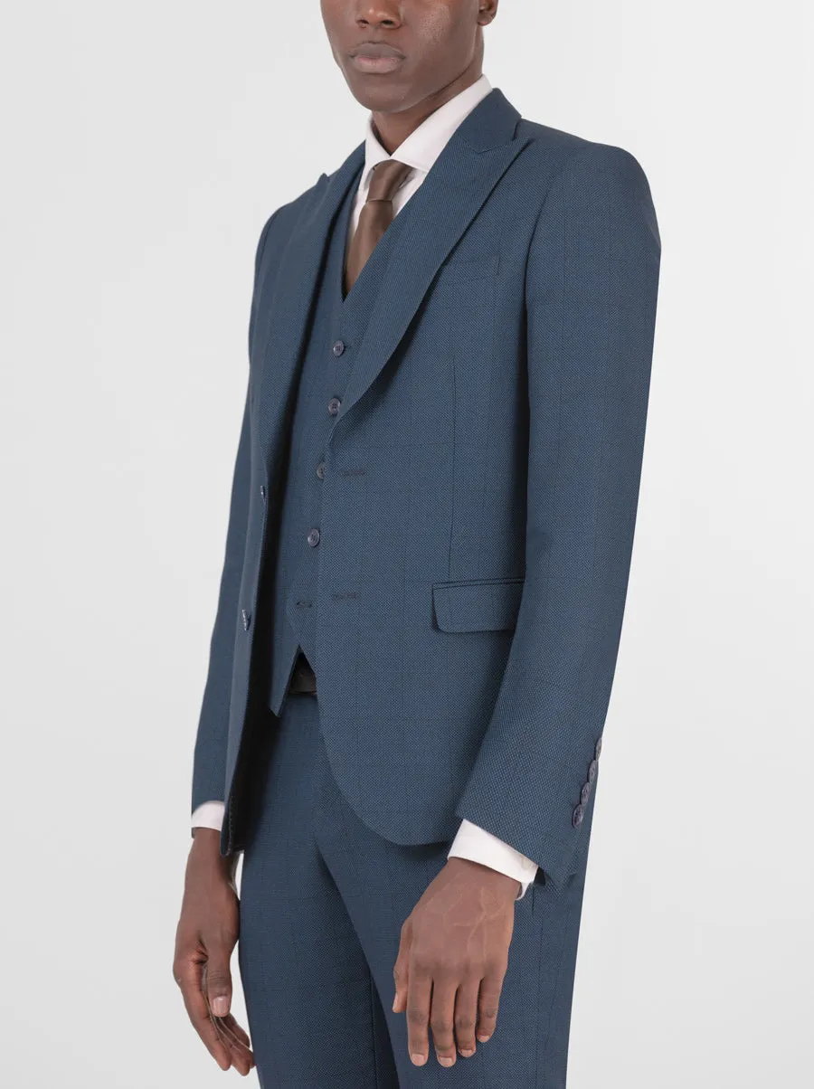 Teal Birdseye Windowpane Three Piece Peak Lapel Suit (Open Box) sold by Alain Dupetit product image thumbnail 2