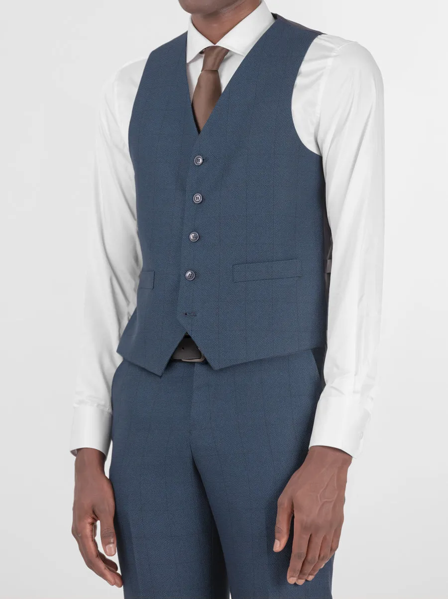 Teal Birdseye Windowpane Three Piece Peak Lapel Suit (Open Box) sold by Alain Dupetit product image thumbnail 3