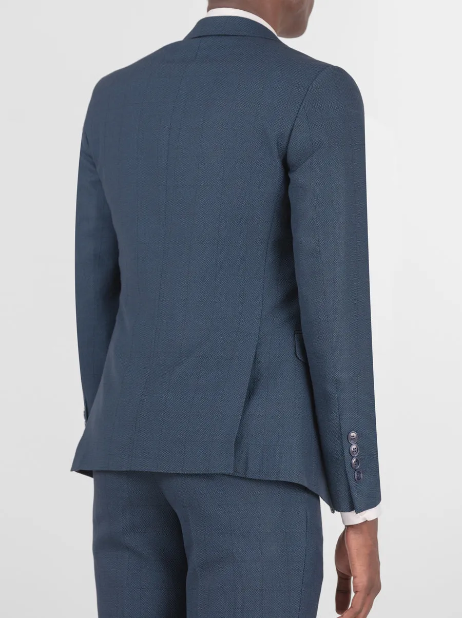 Teal Birdseye Windowpane Three Piece Peak Lapel Suit (Open Box) sold by Alain Dupetit product image thumbnail 4