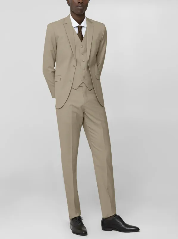 Beige Three Piece Peak Lapel Suit (Open Box) sold by Alain Dupetit