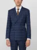 Dark Blue & Tan Windowpane Double Breasted Suit (Open Box) sold by Alain Dupetit