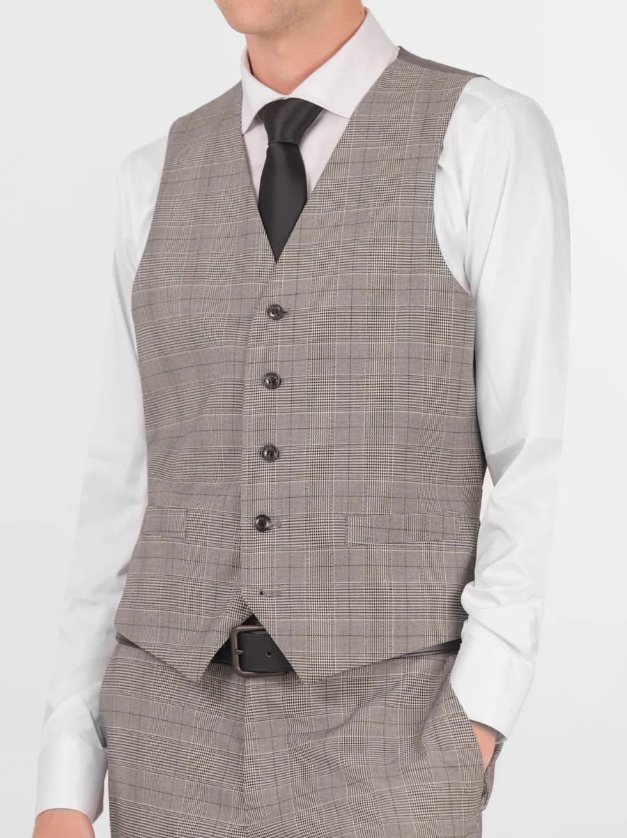 Grey & Black Glen Plaid Three Piece Peak Lapel Suit (Open Box) sold by Alain Dupetit product image thumbnail 4