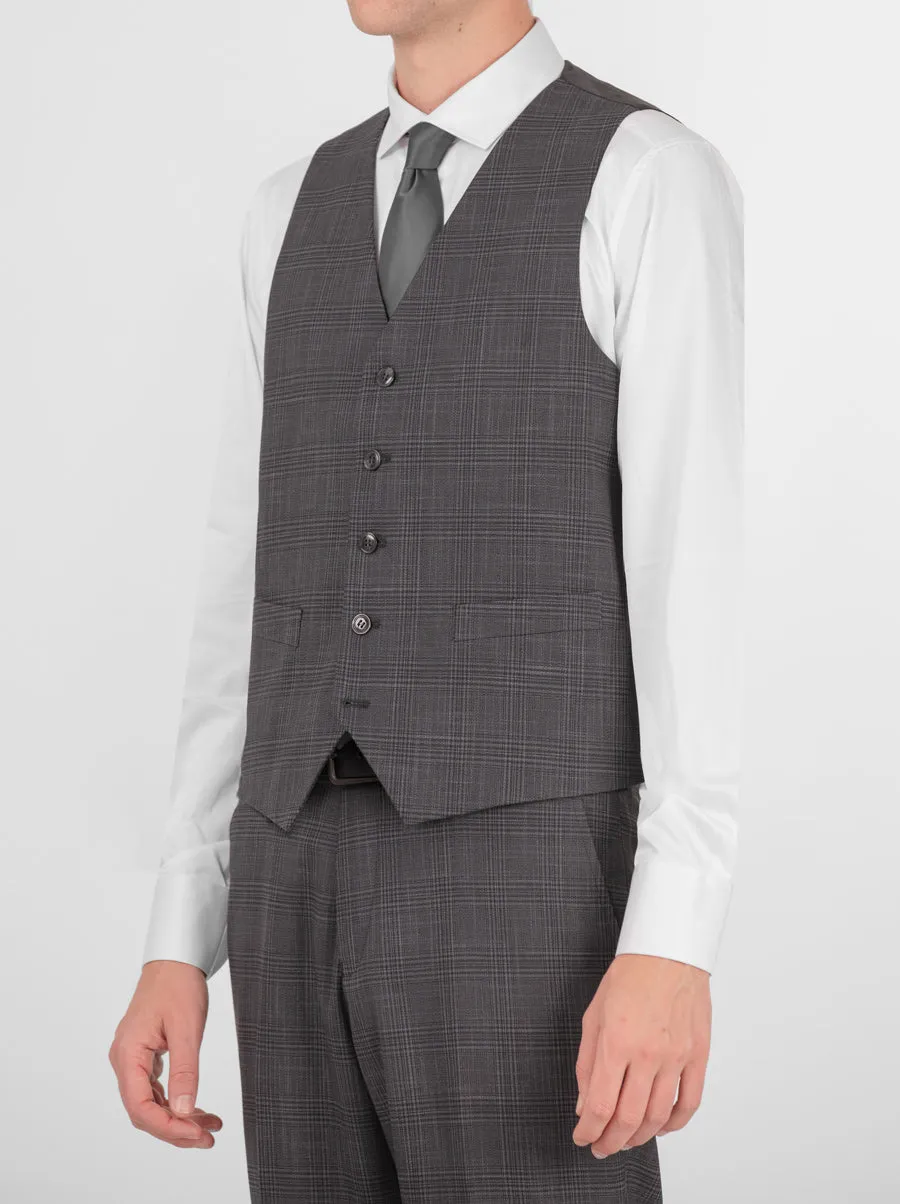 Charcoal Plaid Three Piece Peak Lapel Suit (Open Box) sold by Alain Dupetit product image thumbnail 3