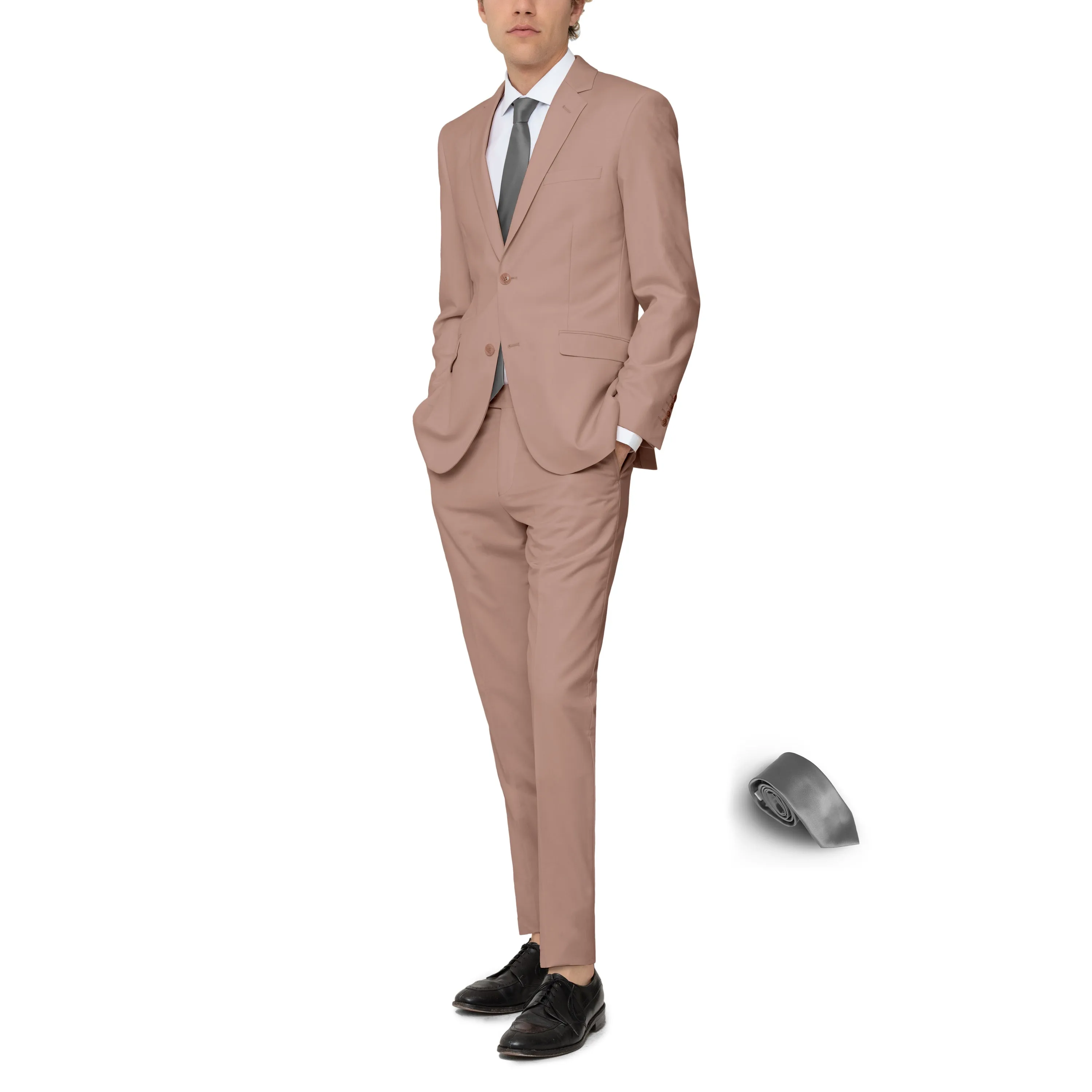 Mauve Two Button Suit with Tie by Future Spoke (Clearance) sold by Alain Dupetit