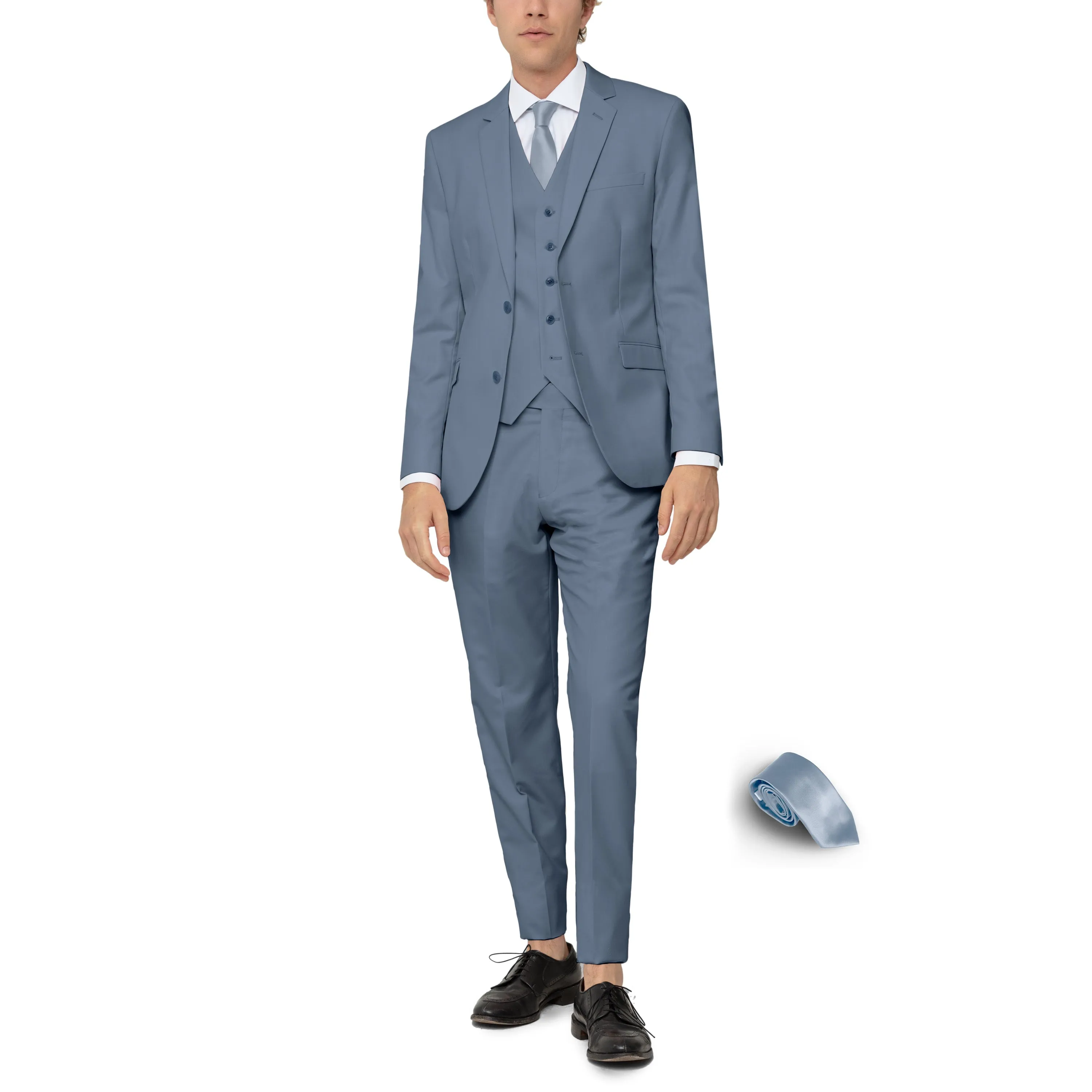 Slate Blue Three Piece Suit with Tie by Future Spoke (Clearance) sold by Alain Dupetit