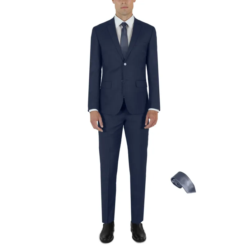 Navy Blue Two Button Suit with Tie by Future Spoke (Clearance) sold by Alain Dupetit