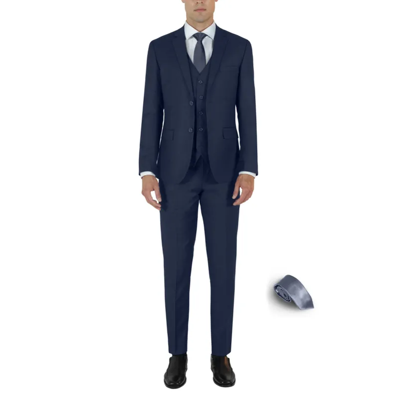 Navy Blue Three Piece Suit with Tie by Future Spoke (Clearance) sold by Alain Dupetit