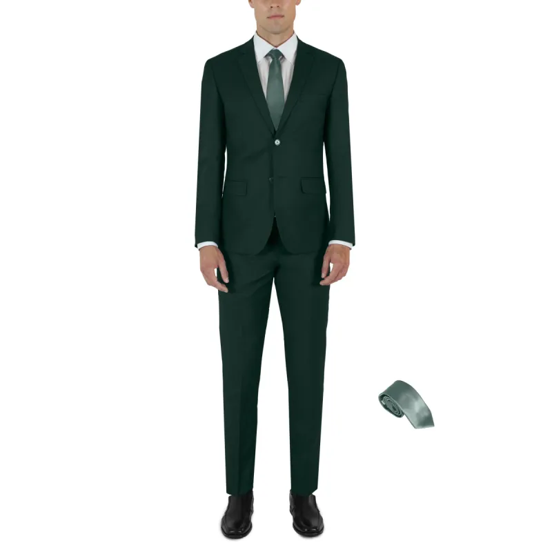 Forest Green Two Button Suit with Tie by Future Spoke (Clearance) sold by Alain Dupetit