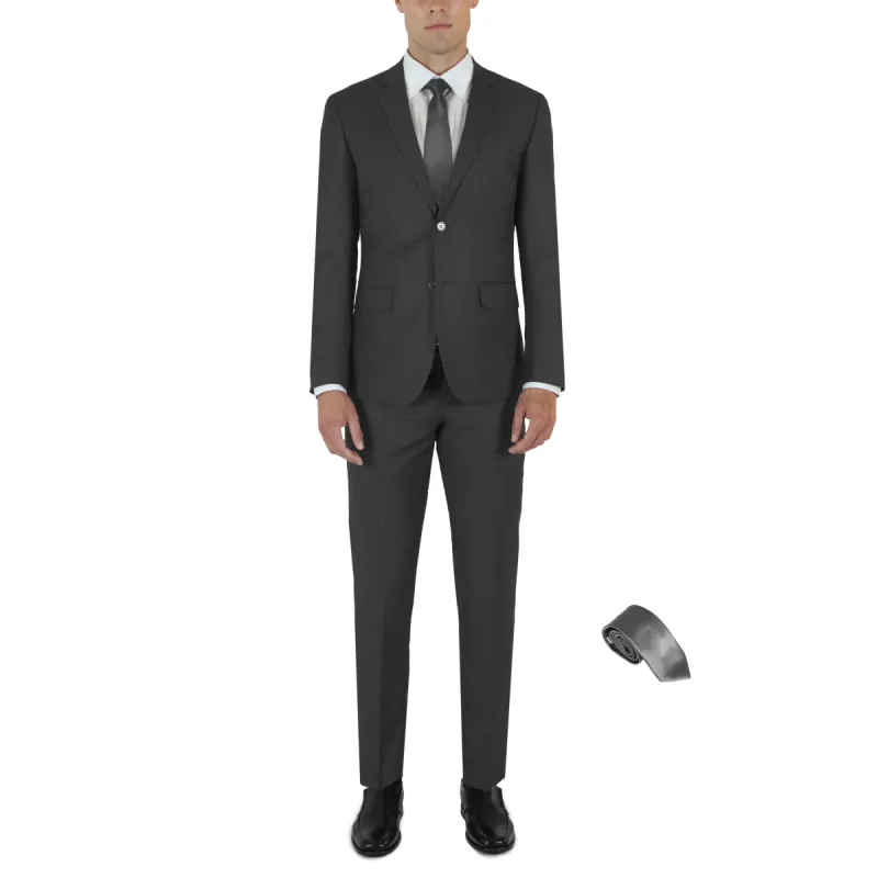 Dark Grey Two Button Suit with Tie by Future Spoke (Clearance) sold by Alain Dupetit