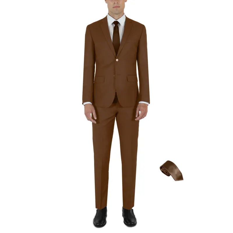 Cocoa Two Button Suit with Tie by Future Spoke  (Clearance) sold by Alain Dupetit
