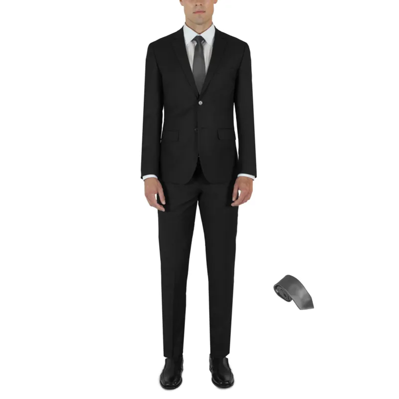 Black Two Button Suit with Tie by Future Spoke  (Clearance) sold by Alain Dupetit