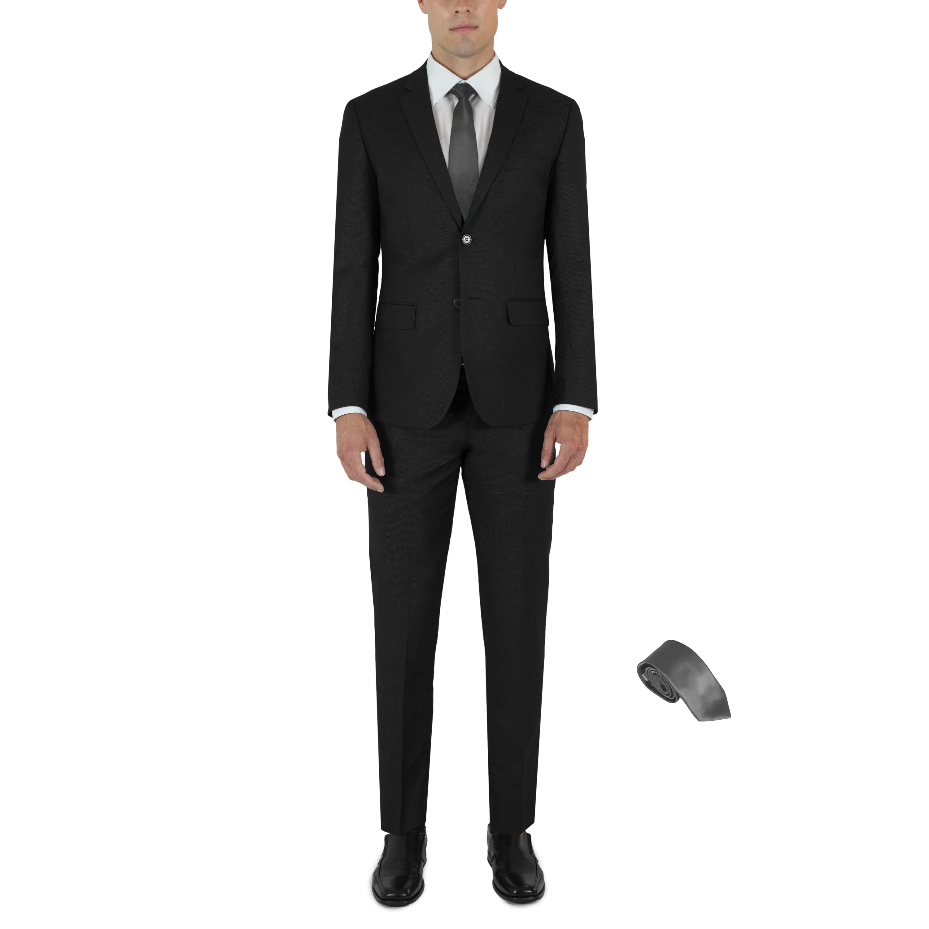Black Two Button Suit with Tie by Future Spoke (Clearance) sold by Alain Dupetit